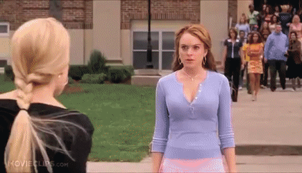 Gif of Regina George hit by bus