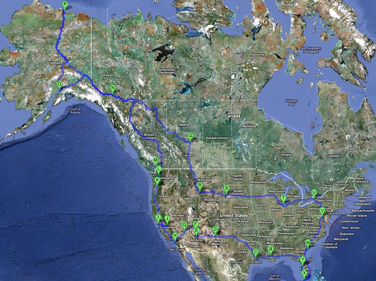 Map of graduation road trip