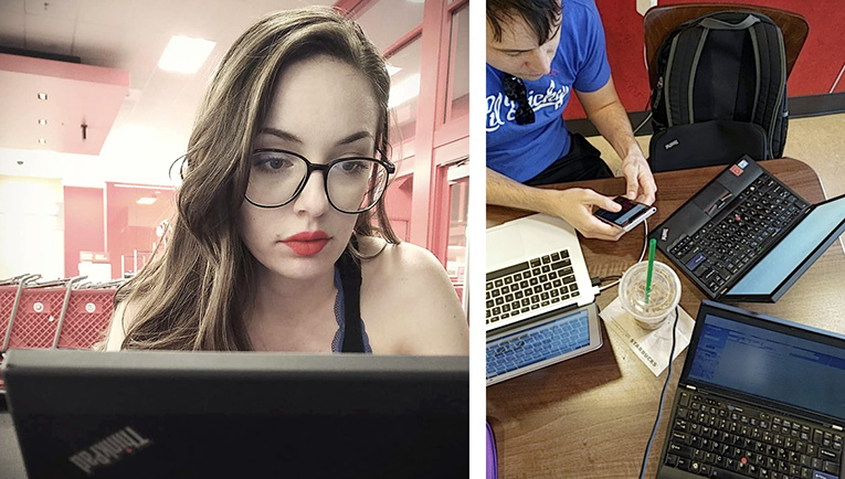 Photo collage of us working remotely