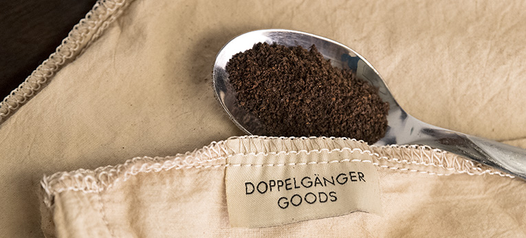 Photo of coffee grounds and cold brew bag