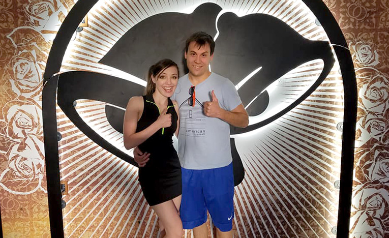 Photo of us at Cantina Taco Bell in Las Vegas