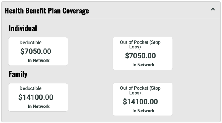 Screenshot of our health insurance coverage