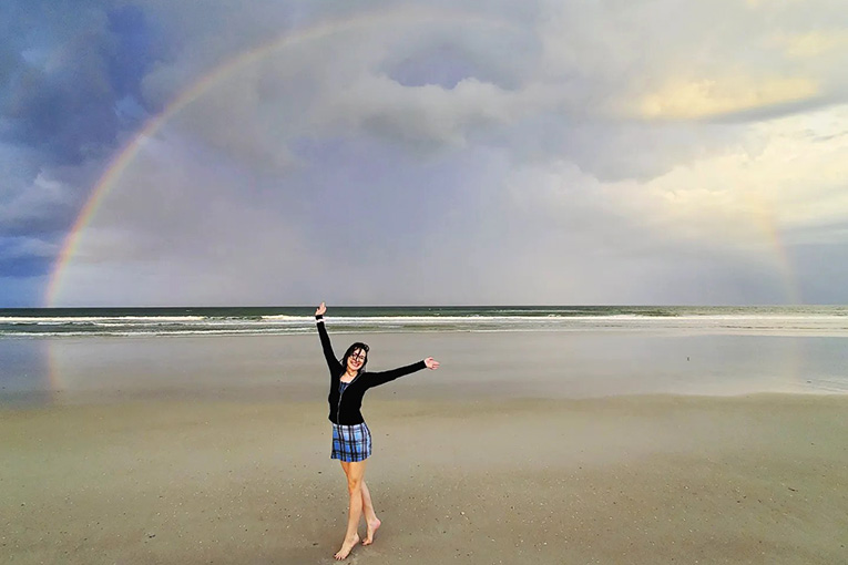 Photo of Lauren in the rain