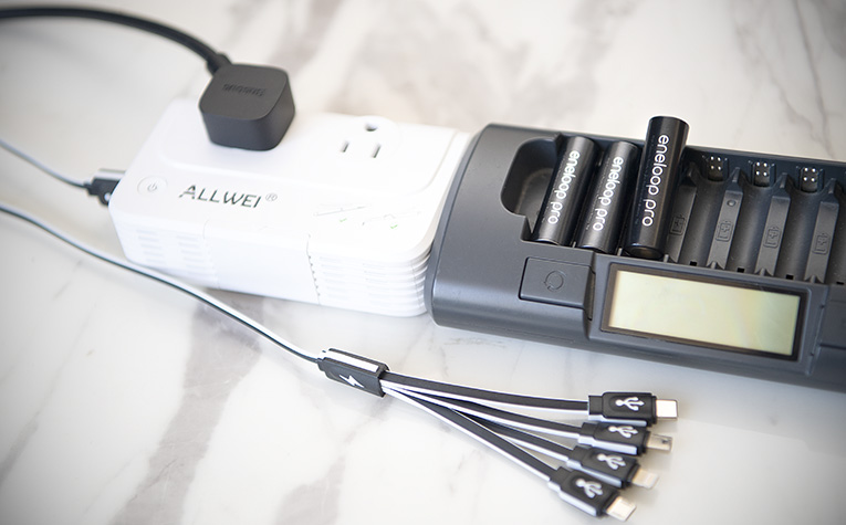 Photo of recommended cables and chargers