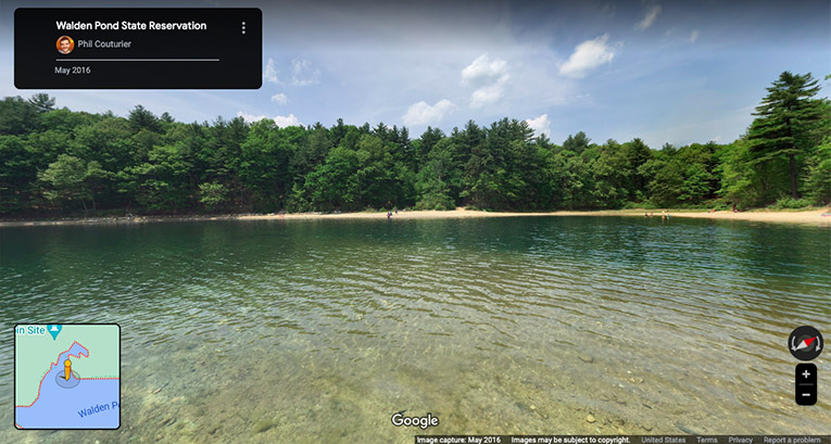 Screenshot of Walden Pond street view in Google